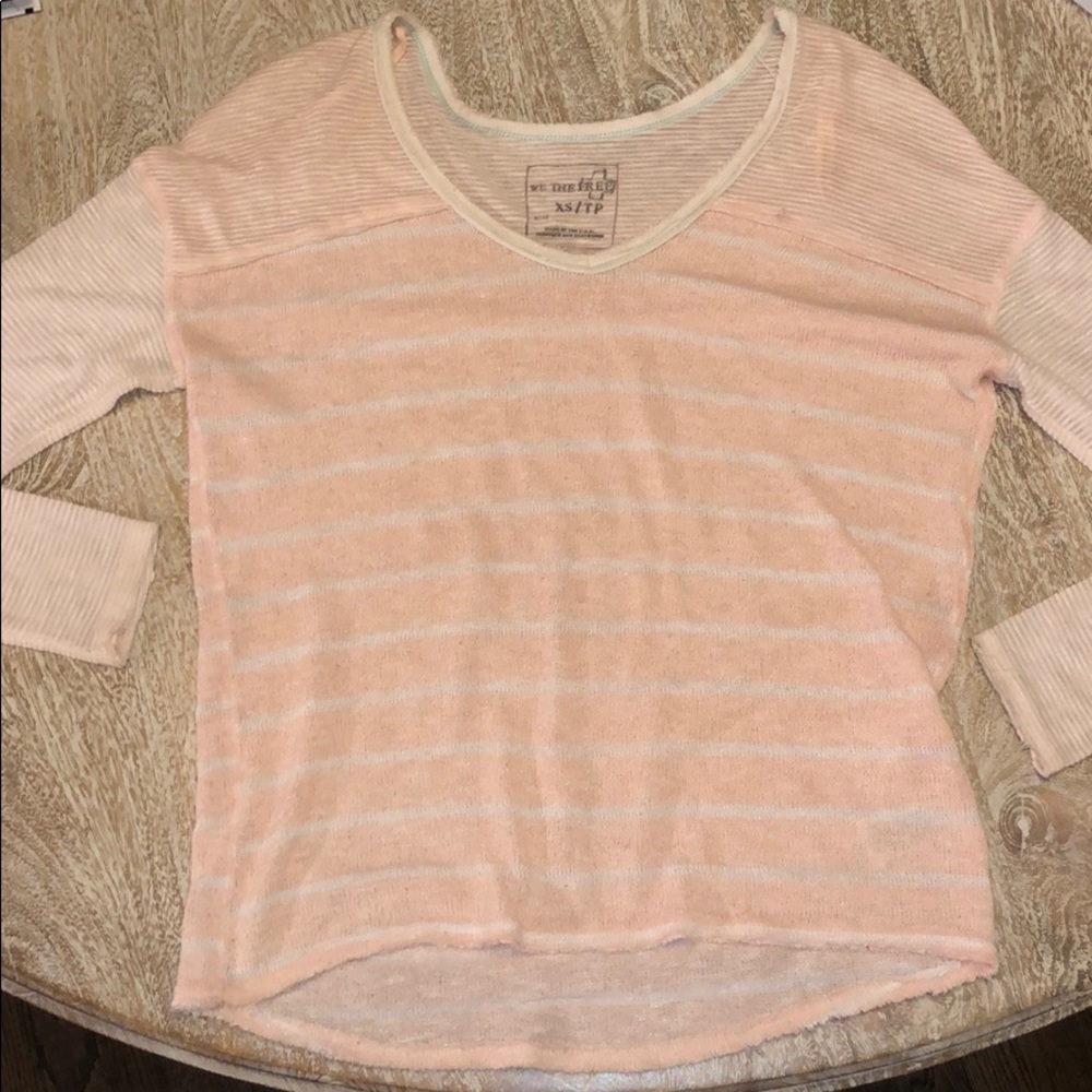 We the free peach white striped xs